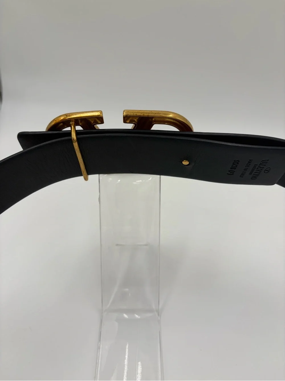 Valentino Garavani Brown Leather VLogo Belt Women’s Gold Buckle 40mm 1.6 90 / 36